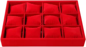Bracelet Bangle Watch Display Holder Adjustable Pillow (Redness) Velvet Watch Tray Jewelry Organizer, 12 Grid Stackable Watch Organizer foment upside fieldstone Tray 