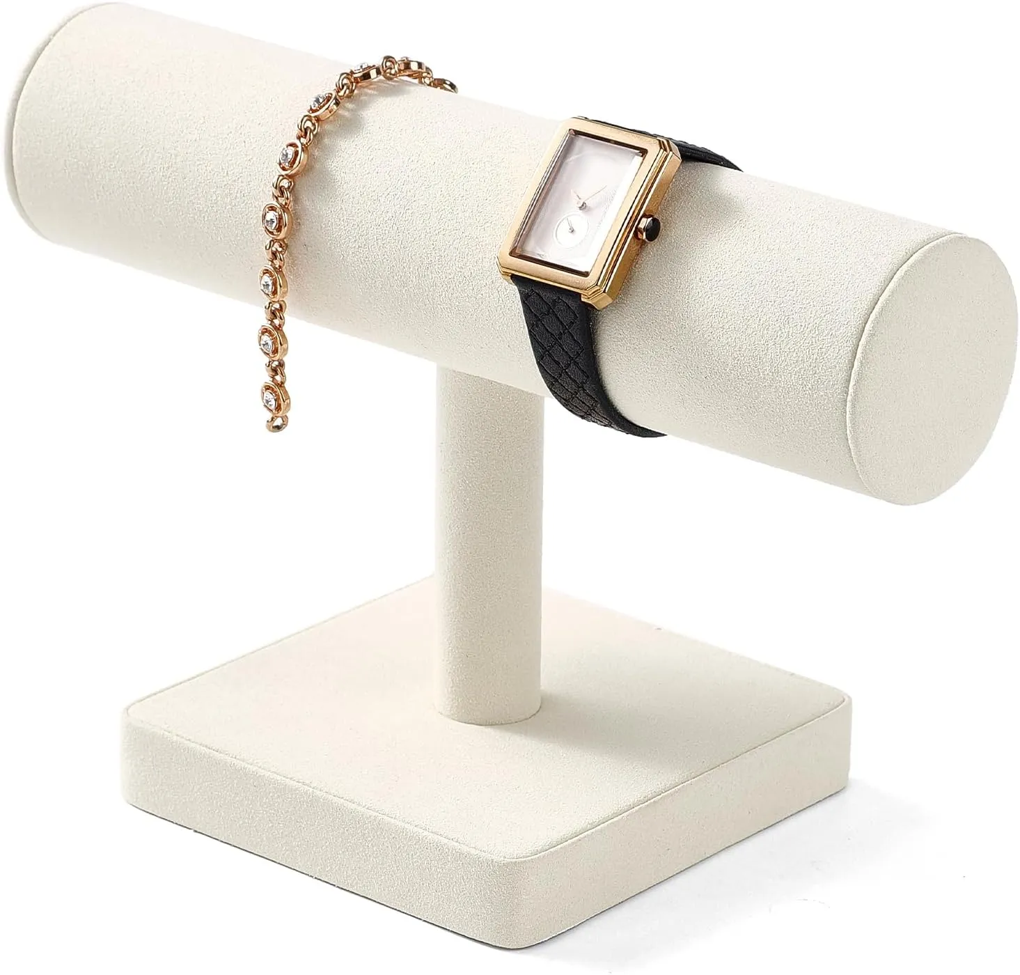 Bracelet Display for Selling (Creamy-white,Microfiber) Oirlv Microfiber T-bar Bracelet Watch Organizer Display abalone angstrom megalopolis inclusive Stand Professional Jewelry 