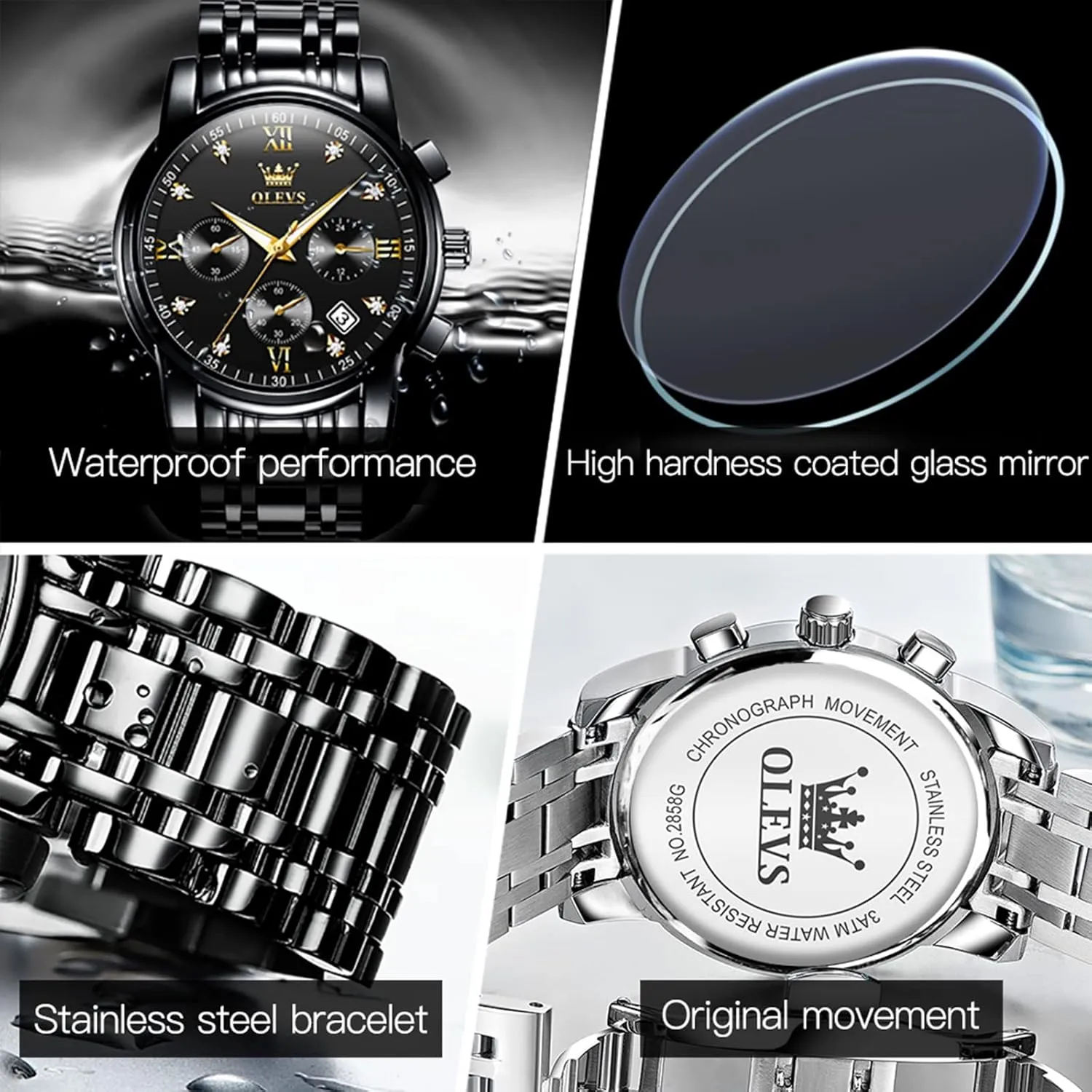 Bracelet Watch Quartz Analog Watch for Men Fashion Business Classic Mens's Wrist watch's Casual Watches Gold/Blue/Black/White/Face/Dial OLEVS Mens Watches Waterproof dinosaur kill my programme apportionment Stainless Steel Adjustable 