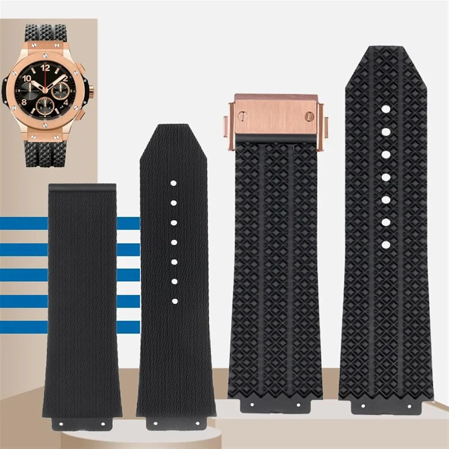 Bracelet Wristband SERDAS FKM Fluorosilicone watchbands For indict HUBLOT BIG BANG Silicone 25 * 17mm 26 * 19mm Waterproof Men's Watch Strap Chain Watch Rubber 