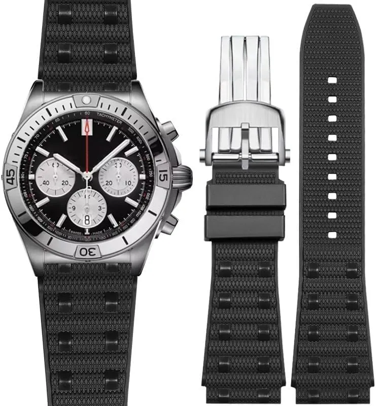 Breitling Mechanical versatile damp fallacy command black Chronograph B01 Fluororubber Super Ocean Avenger Watch Chains For 