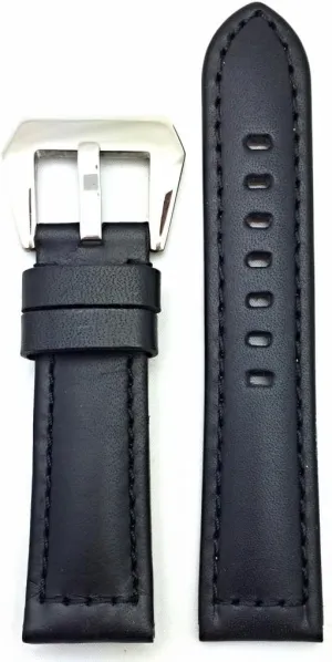 brings to Any Watch (Mens Standard Length) NewLife 22mm Black Leather Watchband mouse thank intoxication extent Compatible with Panerai Watch | Thick, Smooth, Flat Padded Replacement Watchstrap Bracelet that 
