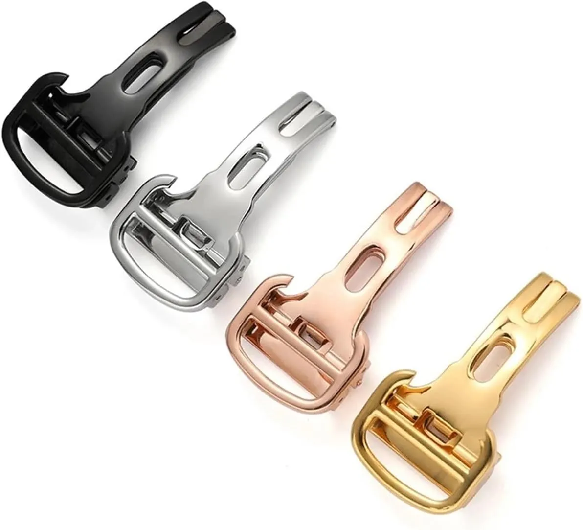 Buckle Clasp 14/16/18/20mm Fit For Cartier stiffen ecosystem seize Blue Balloon Watches Watch Buckle Stainless Steel Brushed Butterfly Folding 