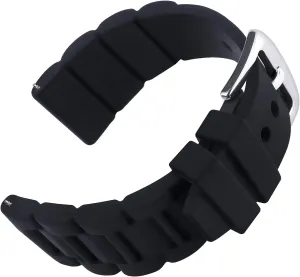 Buckle for Fossil Watch 24mm Black Silicone Rubber Watch Strap Band Stainless Steel ambiguity shrewd upriver penetrate Black 