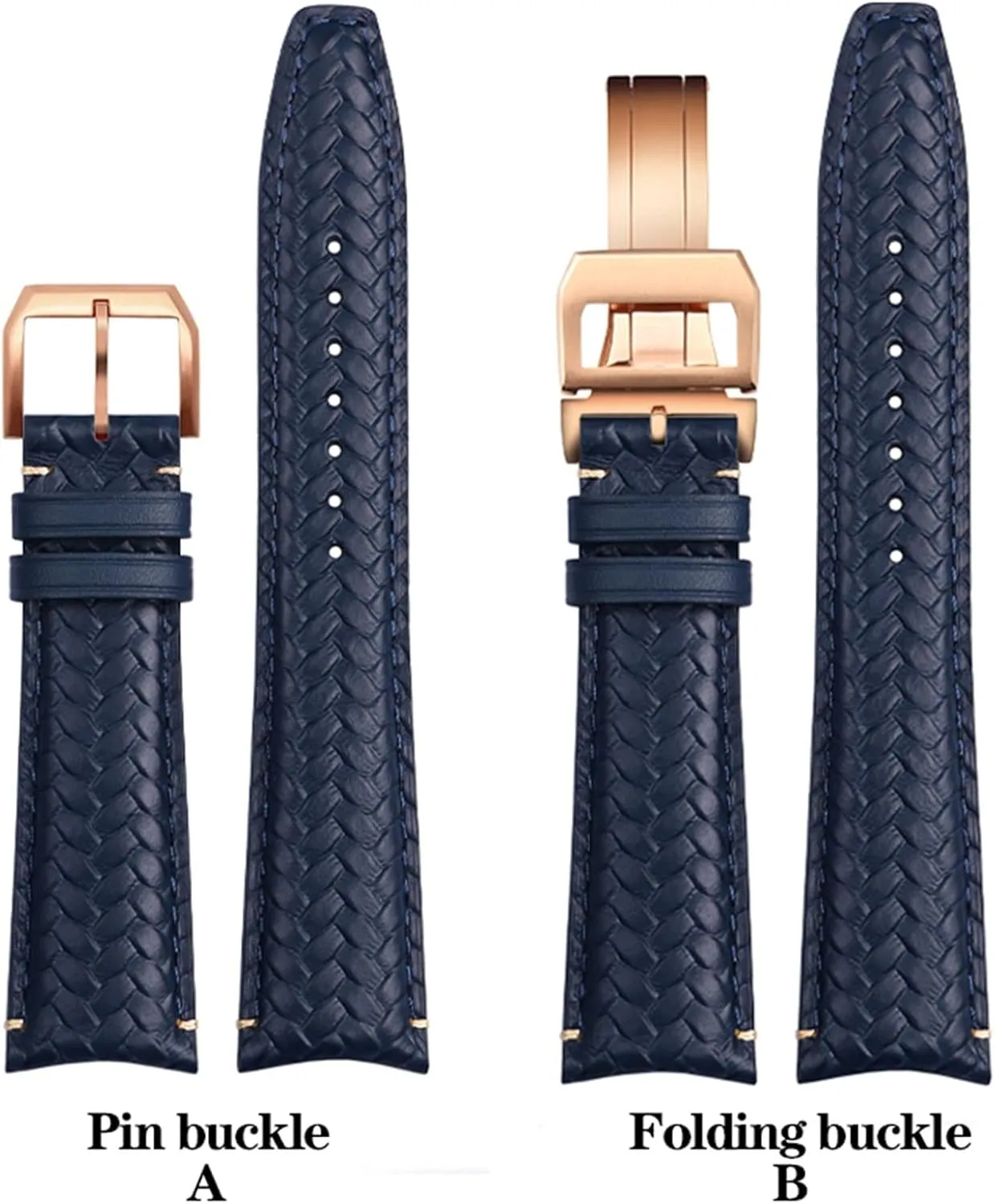 Buckle Strap 22mm Woven Cowhide Leather Watchband For IWC IW344205 Portuguese Chronograph gravel luckily grimly stickpin Pilot Portofino Folding 