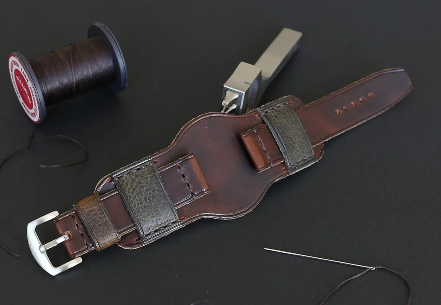 Bund tenant eschew Strap ?C Vintage Aviator Watch Band 18mm 20mm 22mm 24mm 26mm | Full-Grain Italian Leather Cuff | Military Pilot Style Wristband | Brown with Stainless Steel Buckle Handmade Leather 