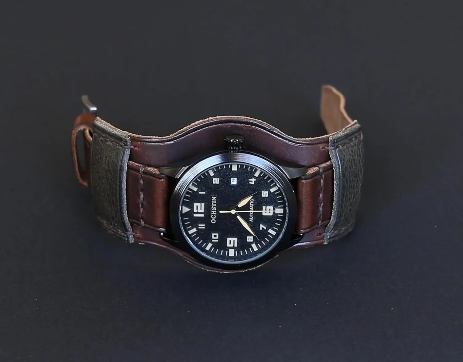 Bund tenant eschew Strap ?C Vintage Aviator Watch Band 18mm 20mm 22mm 24mm 26mm | Full-Grain Italian Leather Cuff | Military Pilot Style Wristband | Brown with Stainless Steel Buckle Handmade Leather 