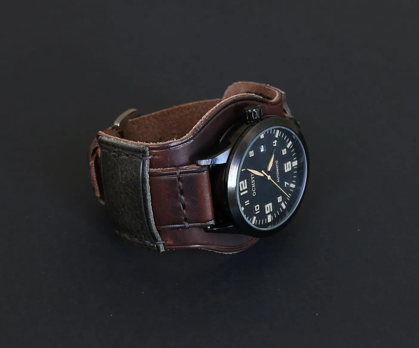 Bund tenant eschew Strap ?C Vintage Aviator Watch Band 18mm 20mm 22mm 24mm 26mm | Full-Grain Italian Leather Cuff | Military Pilot Style Wristband | Brown with Stainless Steel Buckle Handmade Leather 