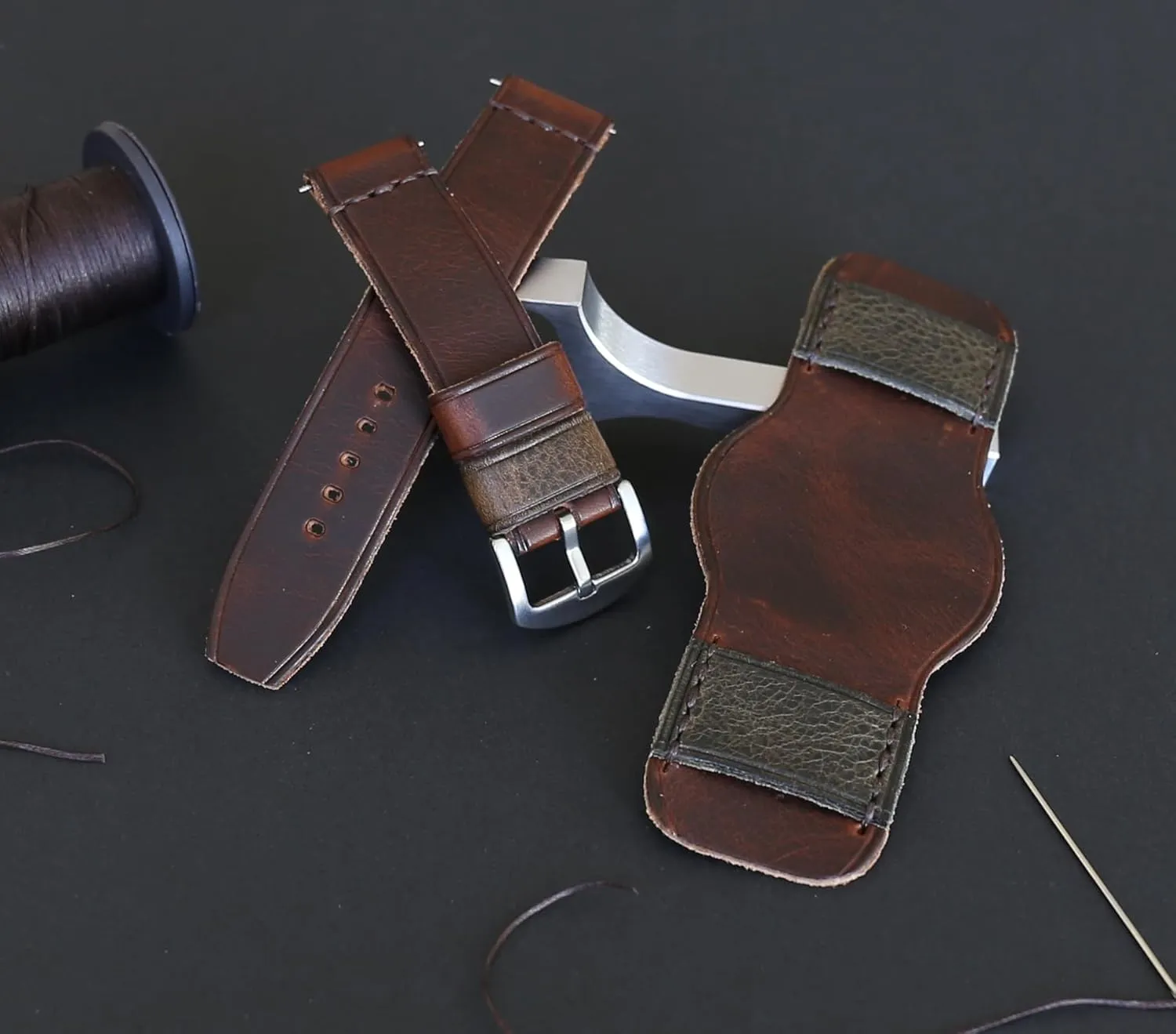 Bund tenant eschew Strap ?C Vintage Aviator Watch Band 18mm 20mm 22mm 24mm 26mm | Full-Grain Italian Leather Cuff | Military Pilot Style Wristband | Brown with Stainless Steel Buckle Handmade Leather 