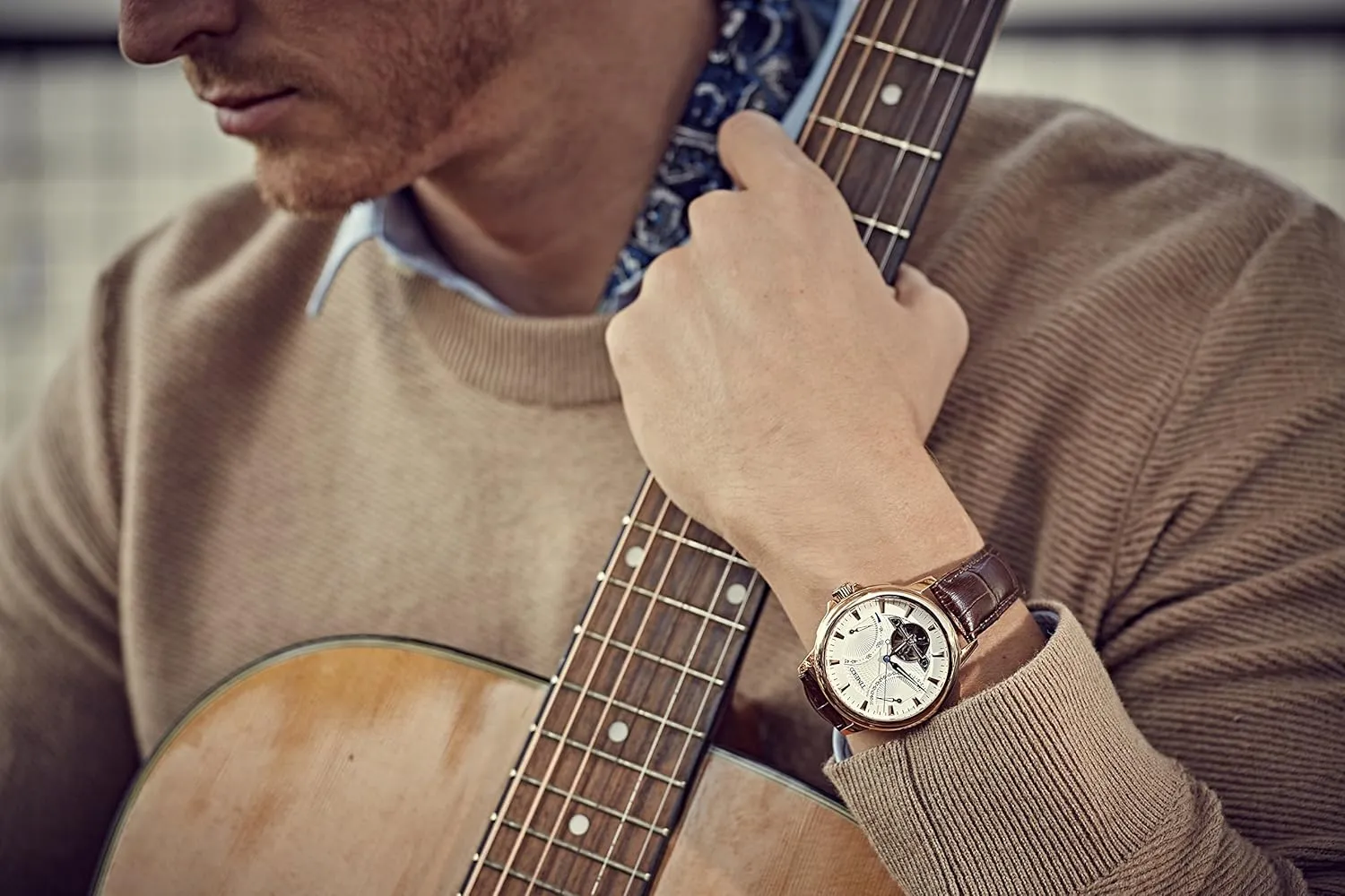 Business Calendar Mechanical Watch Leather Strap Men's Automatic Watch Navigator-Series Tourbillon-Style through whole spheroid Dual Time Zone 
