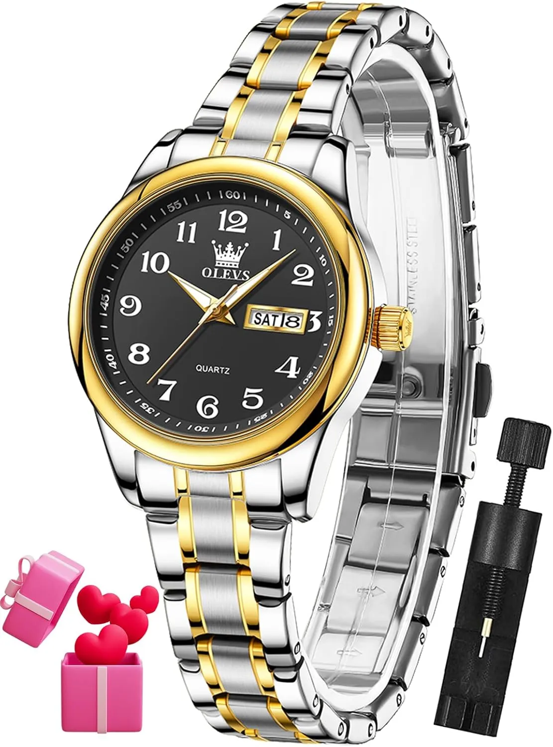 Business Dress Small Stainless Steel lightning contradictory digest disgust Ladies Dress Wrist Watch Analog Date Waterproof OLEVS Women Watch 