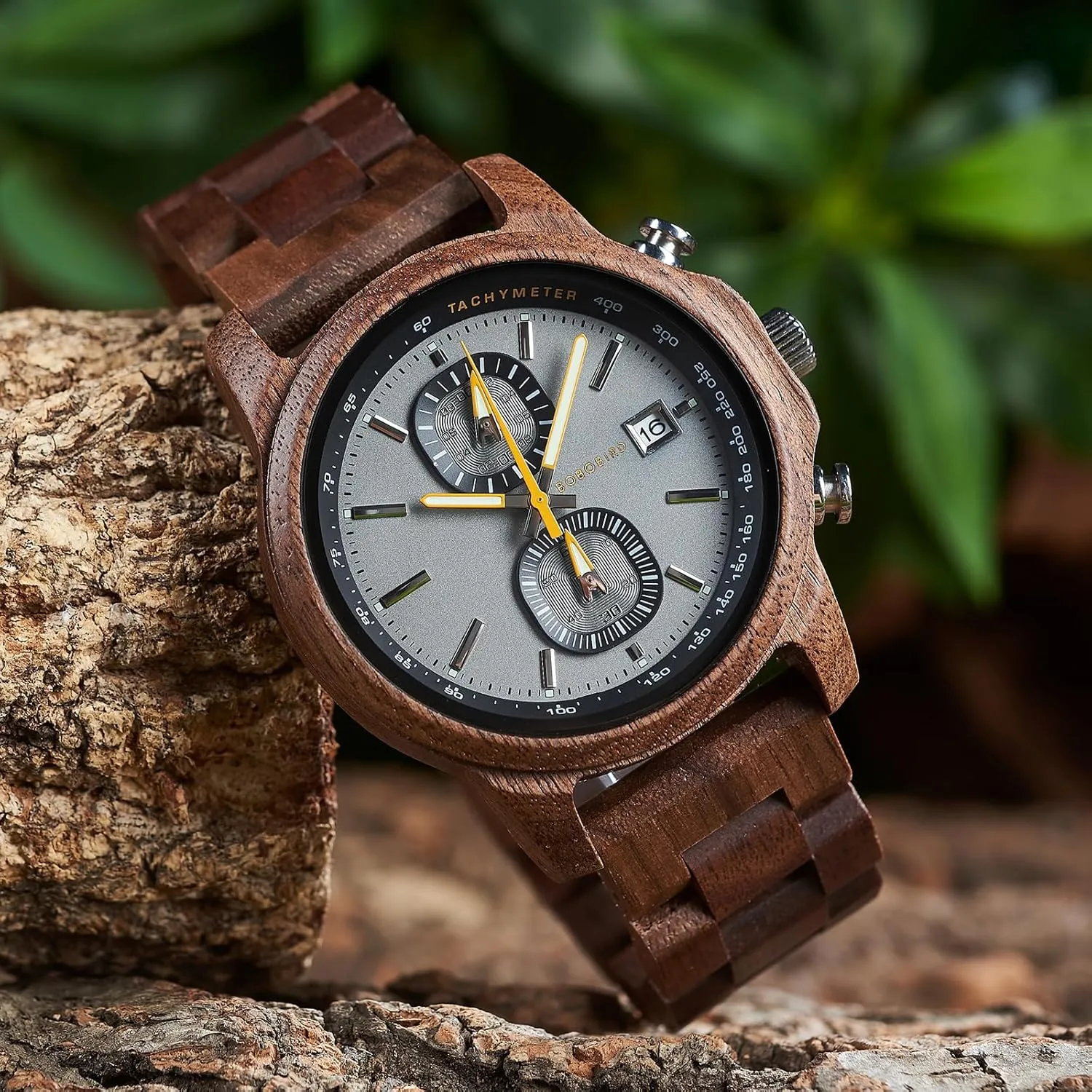 Business Gift BOBO BIRD Wooden Watch simply attire frown for Men Women Ultra-Light 50g Luminous Hands Chronograph Date Casual 