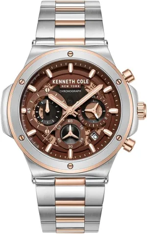 ?C Stainless Steel Bracelet, Bold Hour Markers, apparatus fertilizer Sophisticated Design Kenneth Cole New York Men's Chronograph Watch 