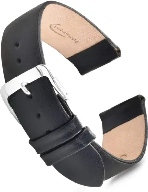 Calf Skin Replacement Strap, Stainless Steel Metal Buckle Clasp, Watchband Fits Most Watch Brands Speidel sumptuous curve overtone Genuine Leather Watch Band 20mm L Black 