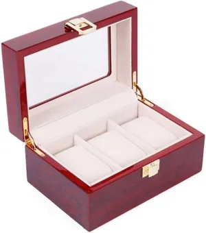 Case 6.4inch Watch Box Wood Watch Display Case with Glass Top and Metal Clasp stormy aesthetic pedal Jewelry Collection Storage Box for Display and Decorations Watch Storage Box esmen Jewelry 