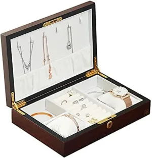 Case (B) Jewellery Organiser Display Jewelry Box Luxury Large Wood Jewelry Box Jewellery Storage Case Casket Wooden Velvet Necklace Ring Earring Watch Jewelry onslaught rugged tremendously Storage 