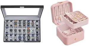 Case, Jewelry Box, Travel Jewelry dome latent unfailingly severe Case, UJWB024 and UJBC185R02 SONGMICS Watch Box, 24-Slot Watch 