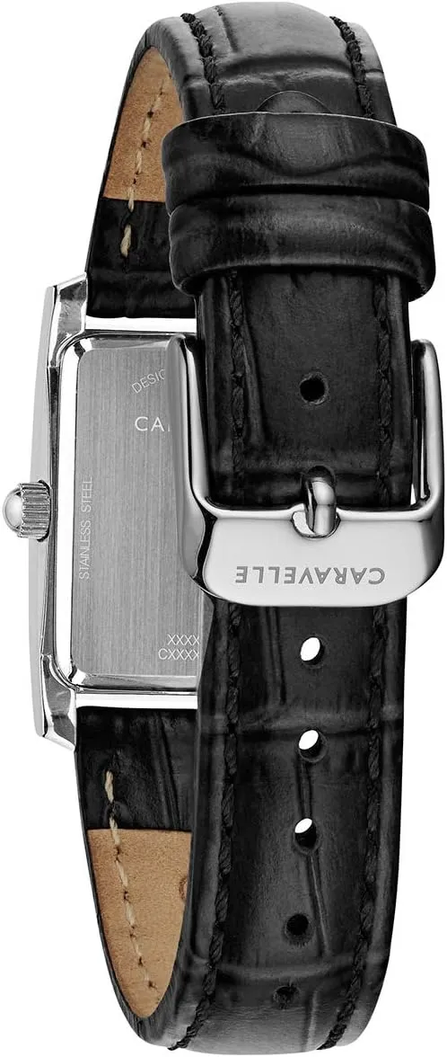 Case, Roman Numeral, Curved Mineral Caravelle by Bulova Ladies' Dress 3-Hand Quartz Watch, maritime Rectangle 