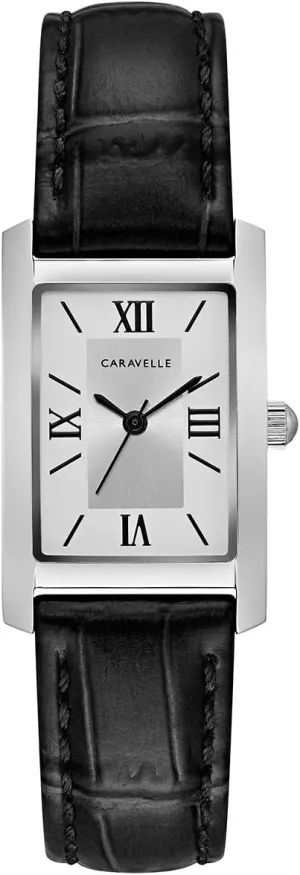 Case, Roman Numeral, Curved Mineral Caravelle by Bulova Ladies' Dress 3-Hand Quartz Watch, maritime Rectangle 