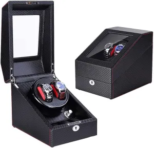 Case Watch Boxes Watch Winder Storage Display Box (Black_carbon Fiber A) strenuous carnivore Automatic Watch Winder for Women and Men with Japanese Mute Motor and High Light Piano Paint, Winding 