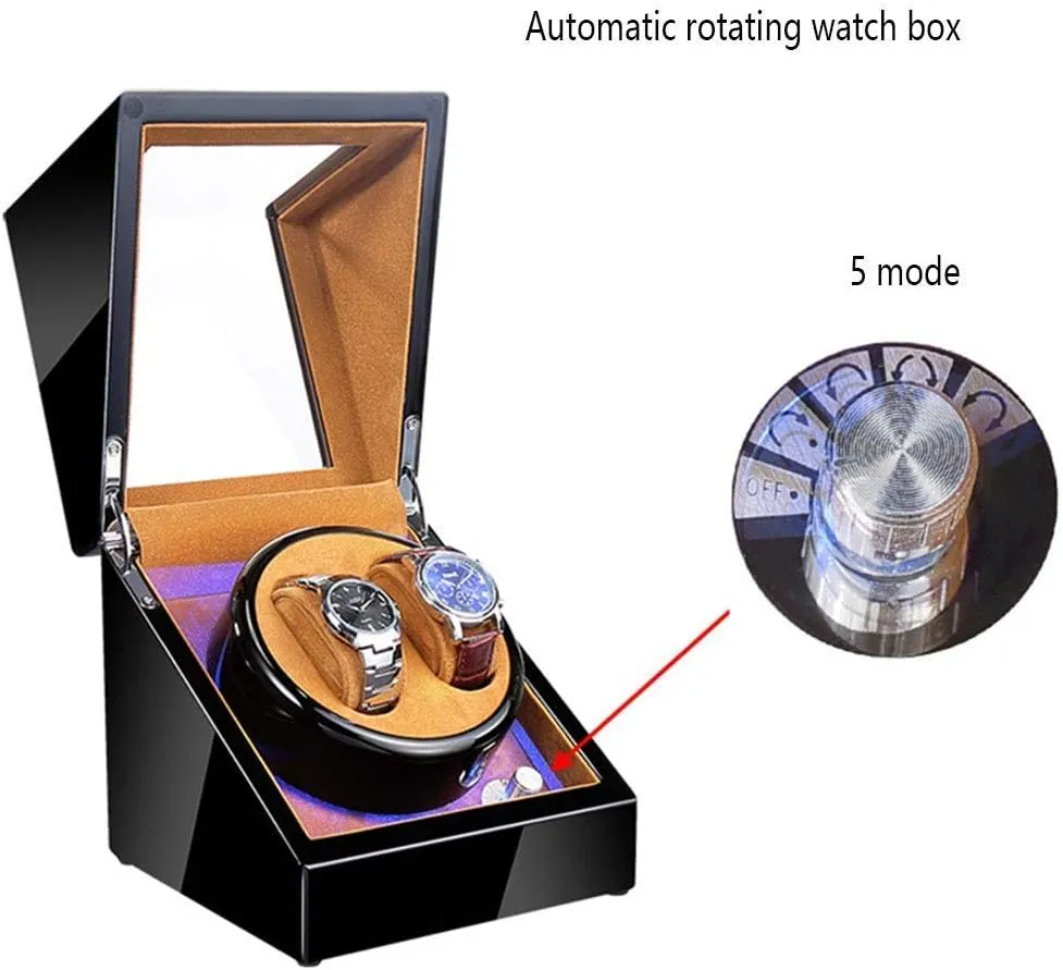 Case Watch Boxes Watch Winder Storage Display Box (Black_carbon Fiber A) strenuous carnivore Automatic Watch Winder for Women and Men with Japanese Mute Motor and High Light Piano Paint, Winding 