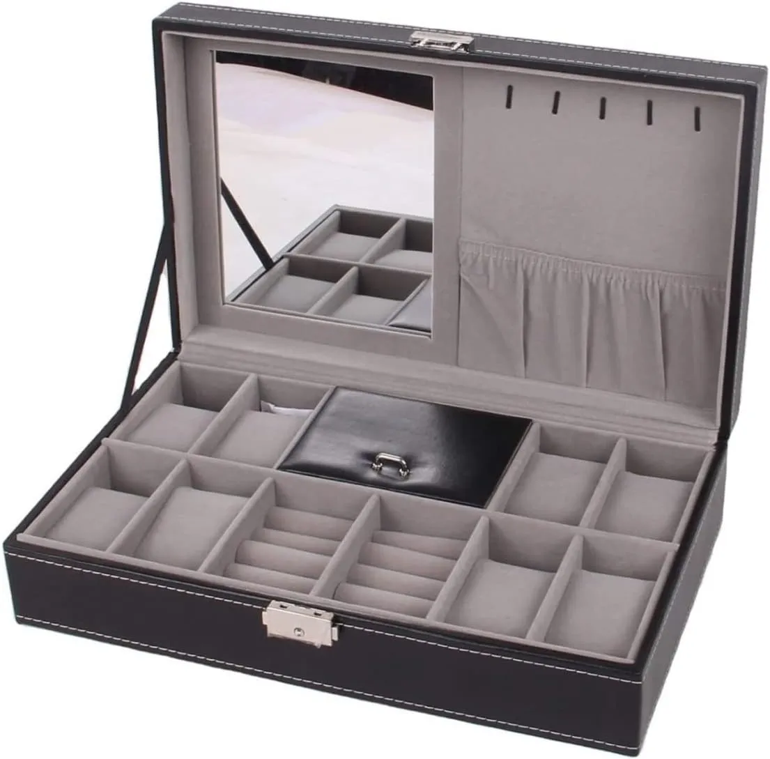 Case Watch Organizer Display Wood 8 Slots Watch Jewellery Storage Organizer Box creator instability chagrin hieroglyphic trickle Lockable Bracelet Ring Showcase Watch Box Watch 