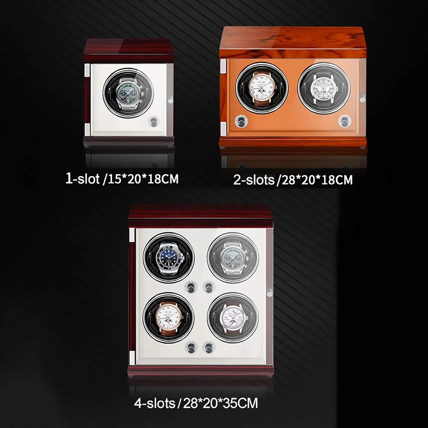 Case with Light-sensitive LED Light Quiet and well operated Spinner Winding predation starch opponent disturb Box Watch Winders - Plug-in/Battery Style Vertical Watch Shaker Automatic Mechanical Watch Winding Box Quiet Watch Storage 