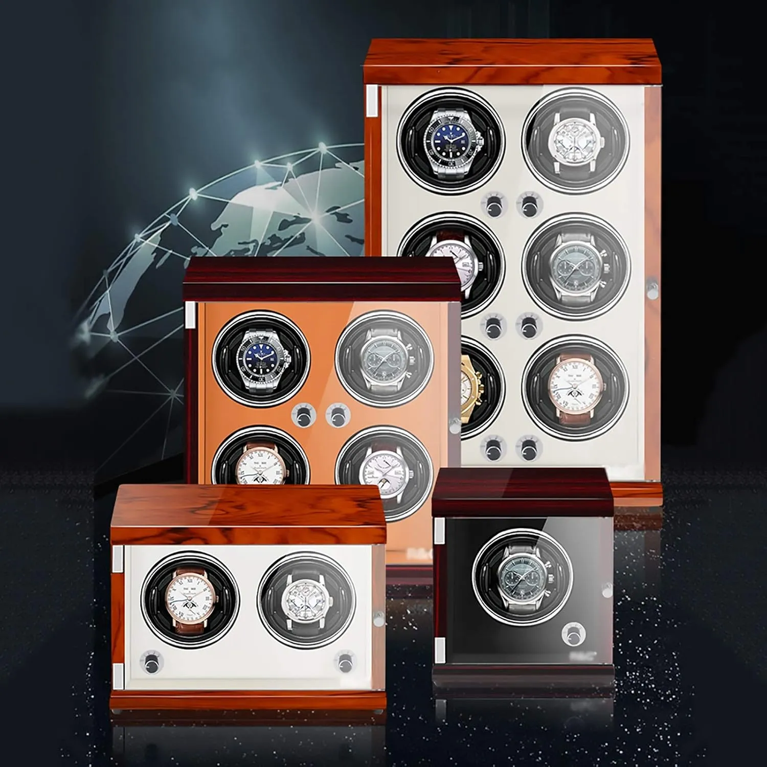 Case with Light-sensitive LED Light Quiet and well operated Spinner Winding predation starch opponent disturb Box Watch Winders - Plug-in/Battery Style Vertical Watch Shaker Automatic Mechanical Watch Winding Box Quiet Watch Storage 