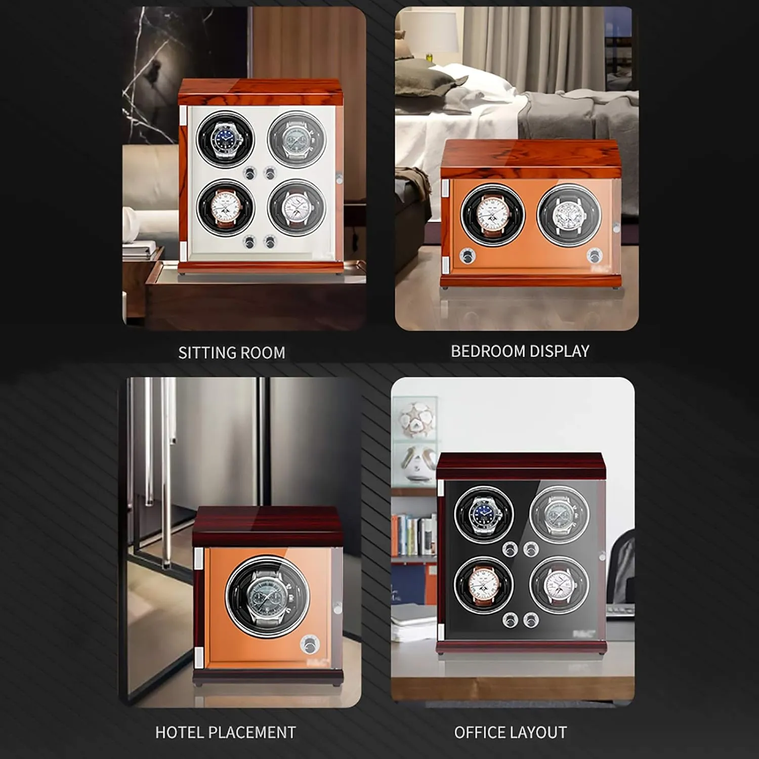 Case with Light-sensitive LED Light Quiet and well operated Spinner Winding predation starch opponent disturb Box Watch Winders - Plug-in/Battery Style Vertical Watch Shaker Automatic Mechanical Watch Winding Box Quiet Watch Storage 