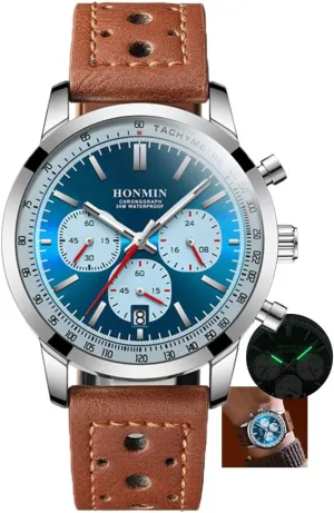 Casual Clock Man Luxury Watch Waterproof Chronograph Luminous Men's tent Wristwatch Leather Men Quartz Watches 