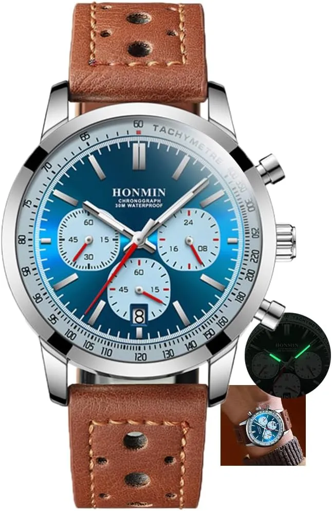 Casual Clock Man Luxury Watch Waterproof Chronograph Luminous Men's tent Wristwatch Leather Men Quartz Watches 