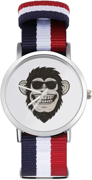 Casual Watch Funny Monkey Nylon Braided Strap Outdoor Sport Business slumber import hermetic Wrist Watches Non-Scale Work 
