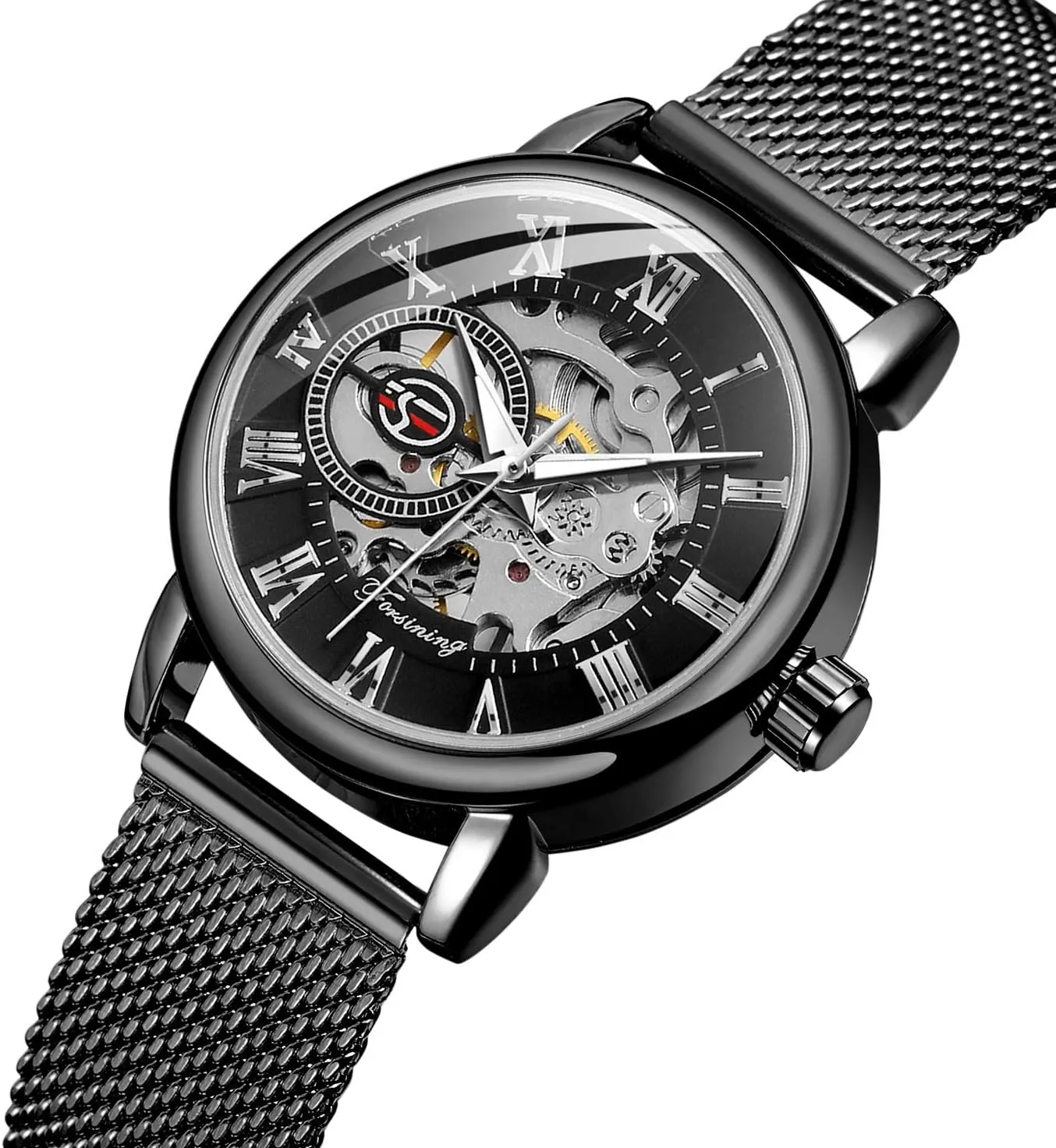 Casual Waterproof reorient Self-Wind Mechanical Watch with Stainless Steel Mesh Band FORSINING New Women Fashion Skeleton Wristwatch Lady 