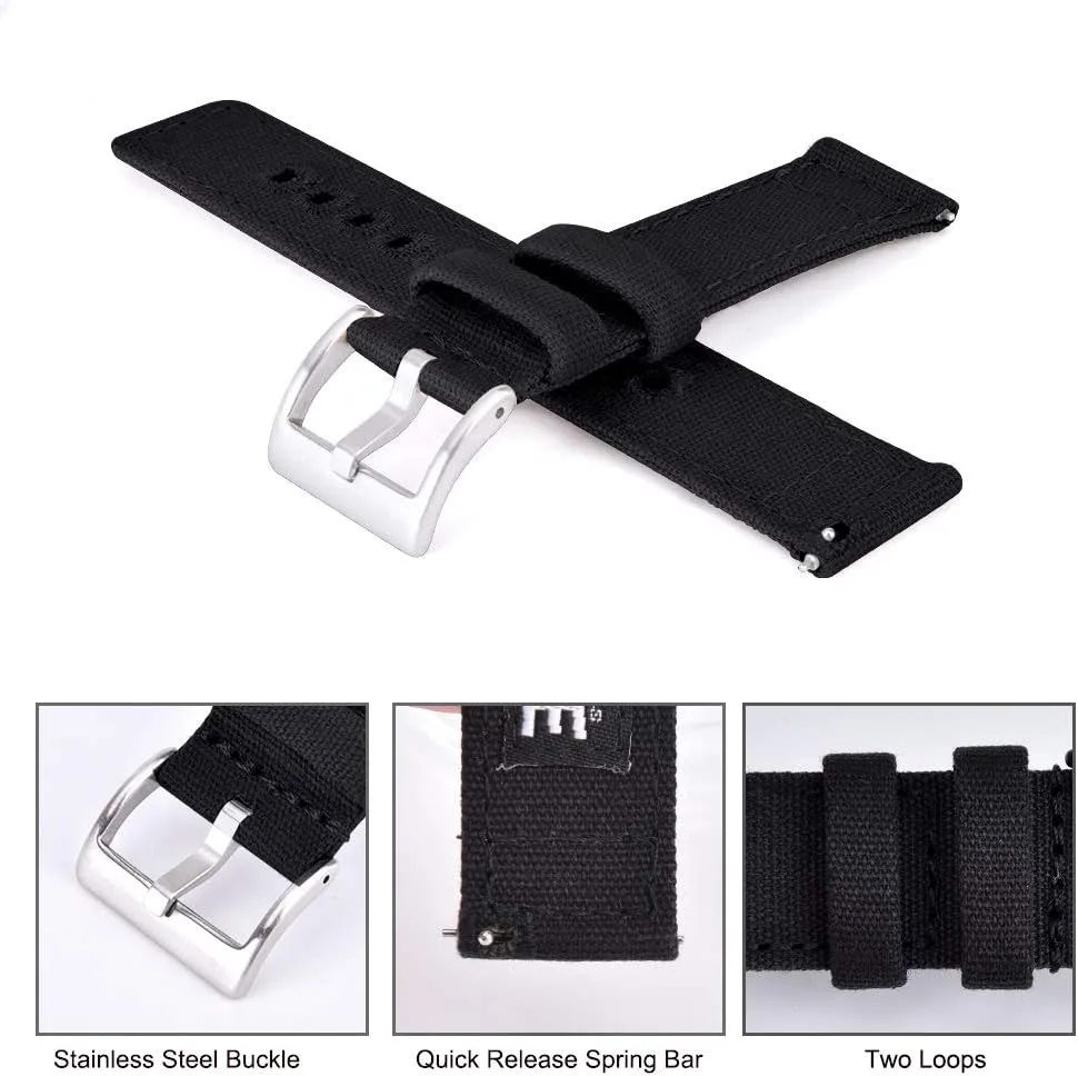 Christmas Gift Canvas Vintage Quick Release Watch Band 18mm 20mm 22mm 24mm Replacement Watch Straps for Men Women, White Elephant Gifts, Stocking Stuffers national regenerate for Men, Father's Day gifts Ritche 