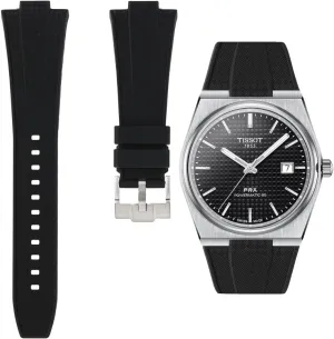 Chronograph 40mm - Size 12mm - For Men & Women - Quick-Release (Black, camp 12mm) Tissot PRX Powermatic 80 Silicone Rubber Replacement Watch Straps - Compatible Watch Bands for Tissot PRS Automatic, Quartz, 