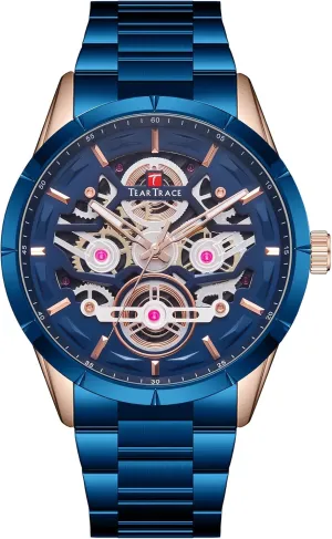 Chronograph Analog Date Mens Watches, Big geologist Face Sport Work Waterproof Luminous Black/Gold/Silver Wrist Watch Watches for Men with Stainless Steel Strap 