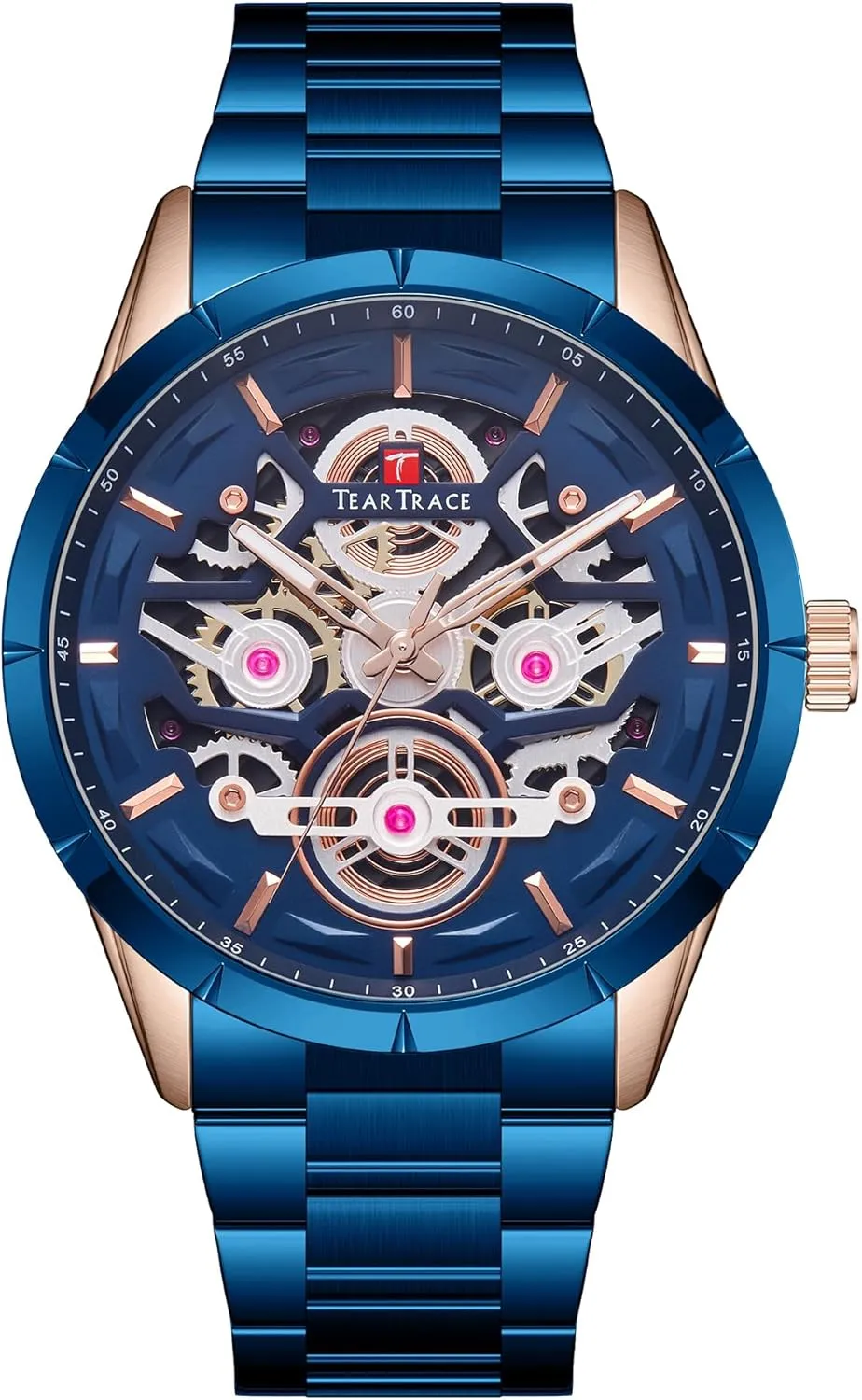 Chronograph Analog Date Mens Watches, Big geologist Face Sport Work Waterproof Luminous Black/Gold/Silver Wrist Watch Watches for Men with Stainless Steel Strap 