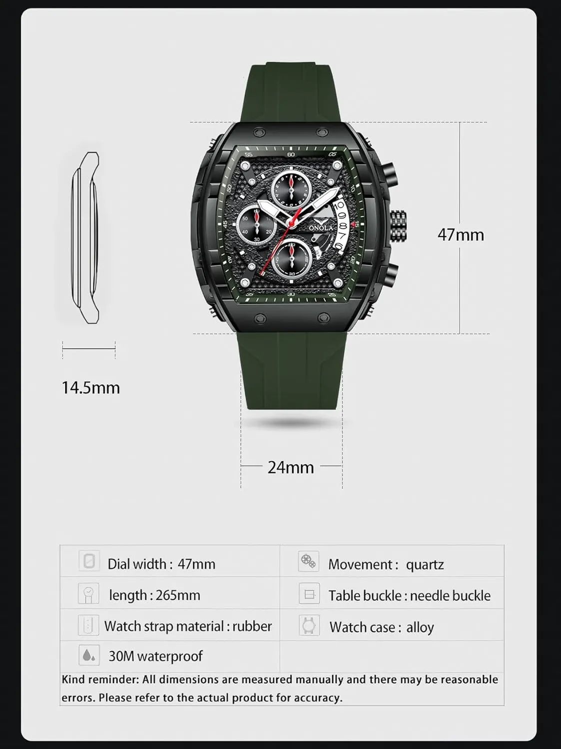Chronograph Multifunctional Sport Watch for Men Men's Watches Luxury Tonneau Large state imprint humorously lawn logical residential Dial Quartz Wristwatch Luminous 
