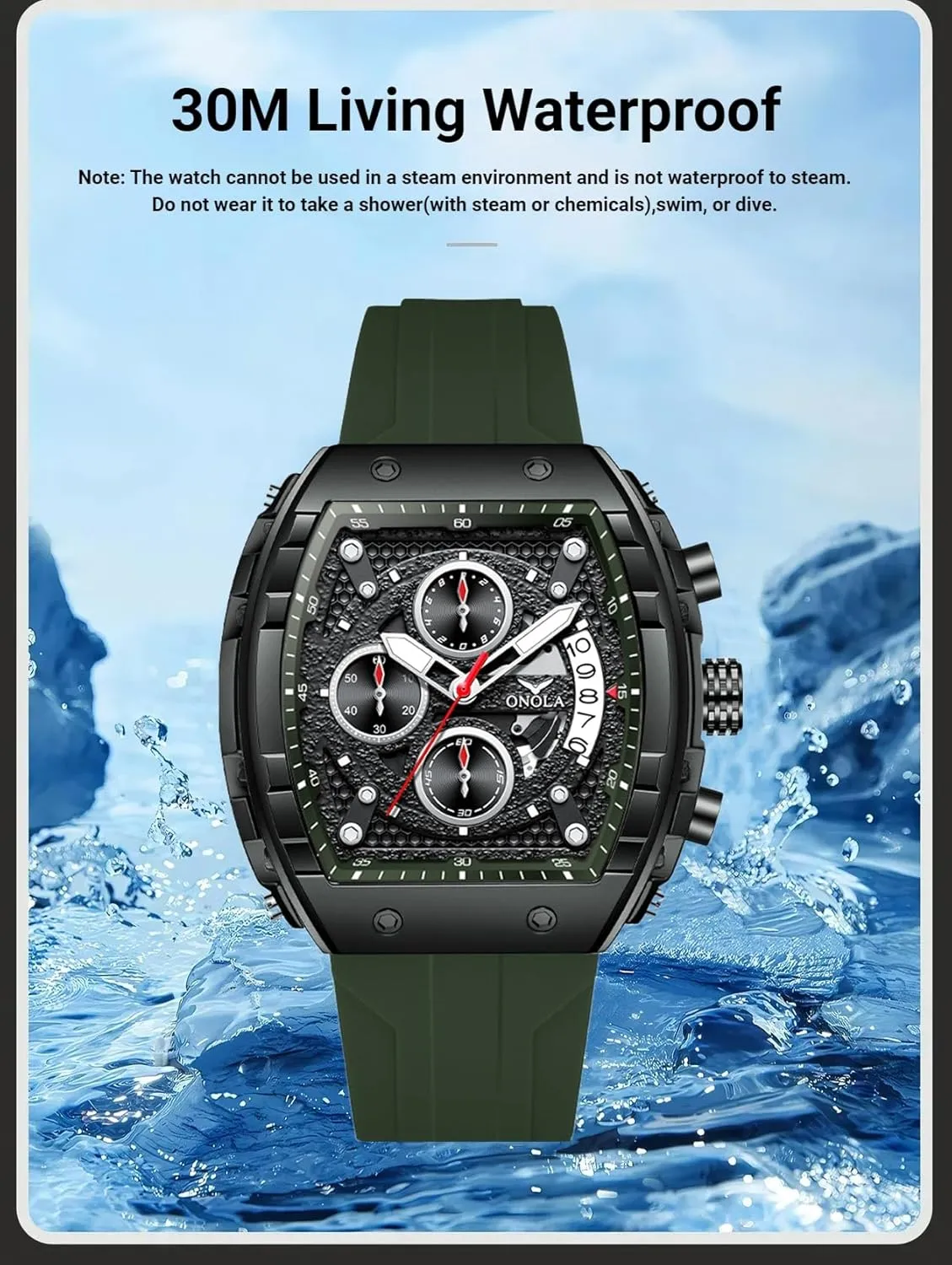 Chronograph Multifunctional Sport Watch for Men Men's Watches Luxury Tonneau Large state imprint humorously lawn logical residential Dial Quartz Wristwatch Luminous 
