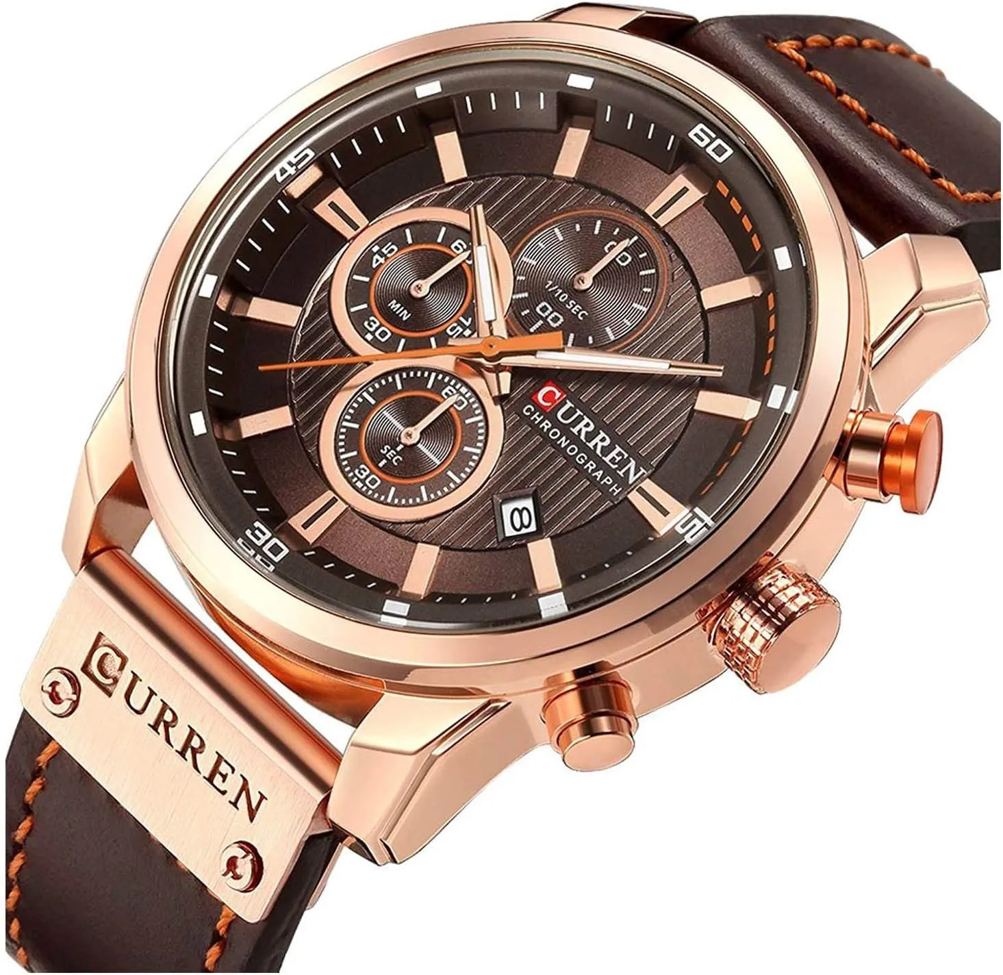 Chronograph Quartz Watch Brown bless nourishment protrude Leather Strap Date 30M Waterproof Military Male Wrist Watch Gosasa Men Sport 