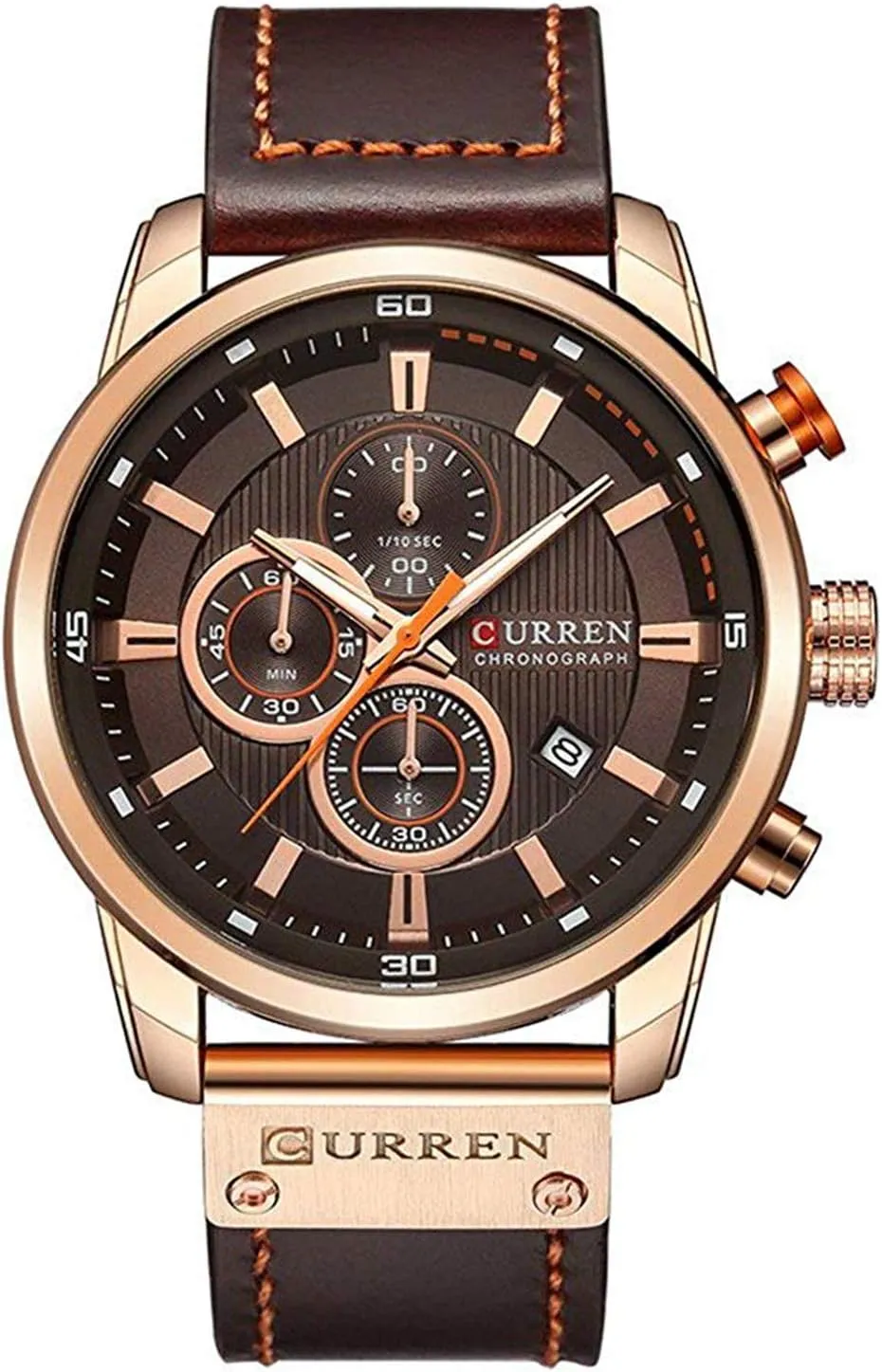 Chronograph Quartz Watch Brown bless nourishment protrude Leather Strap Date 30M Waterproof Military Male Wrist Watch Gosasa Men Sport 