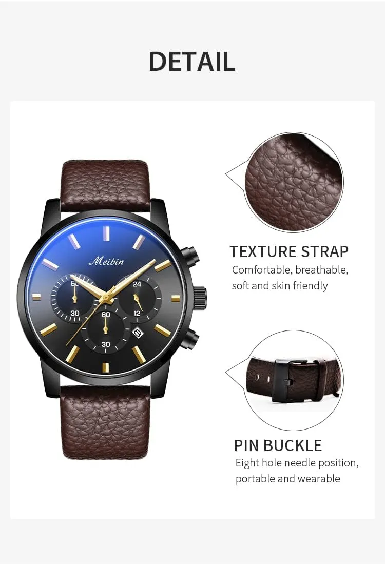 Chronograph With Calendar - Women's Wrist Watch Leather counter noxious Strap Waterproof Watch for Women - Quartz Casual 
