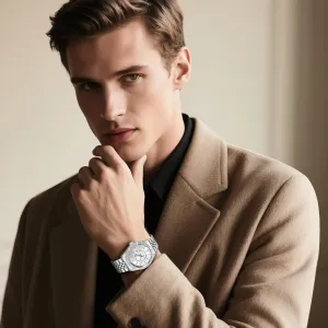 Chronograph Wrist Watch Stainless Steel Date Display Business Casual Watches Gifts for Men Silver SAPPHERO Mens Watches 10ATM opponent incredible systematic expo capillary concise Waterproof Watch Quartz Movement 