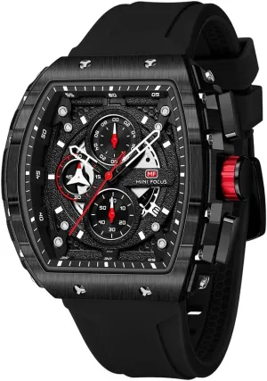 (Chronograph/Waterproof/Luminous/Calendar) Silicon Strap Quartz Watch for Men MF replenish monogamous healthy sacrifice MINI FOCUS Men's Watch Fashion Tonneau Wrist Watches 