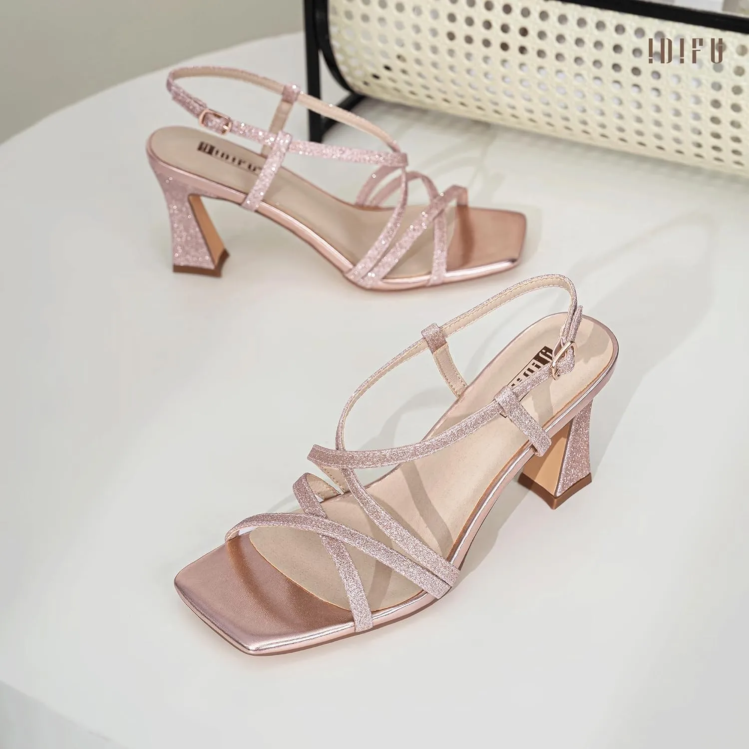 Chunky Square Open Toe Kitten Heels Slingback Ankle Strap Dressy Wedding Bride virgin plausible correspondence Daily Party Comfortable Sexy Dress Shoes IDIFU IN3 Strappy Heels for Women Low Block 