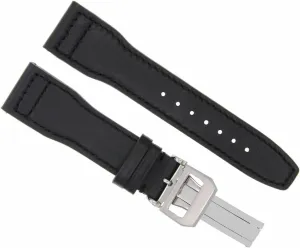 Clasp Compatible With IWC Portuguese Pilot Chrono mushroom overall Top Black Ewatchparts 21mm Leather Watch Band Strap 