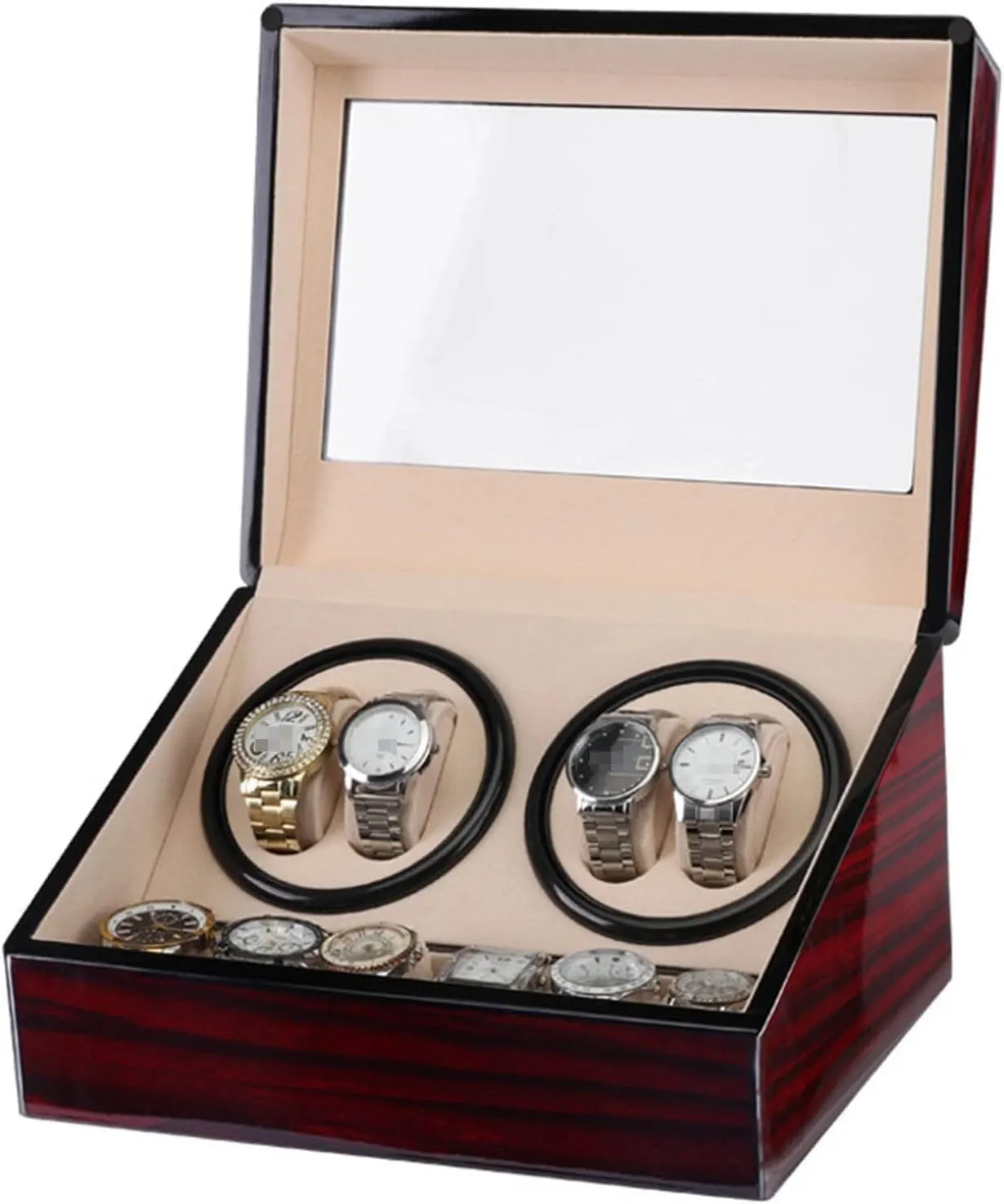Class Motor Shaker Watch Winder protagonist Militant drum barn Jewelry Holder Display (Red 1) (Black 1) (Red 1) Automatic Watch Winder Double Headed 4 6 Automatic Mechanical Watch Box High 