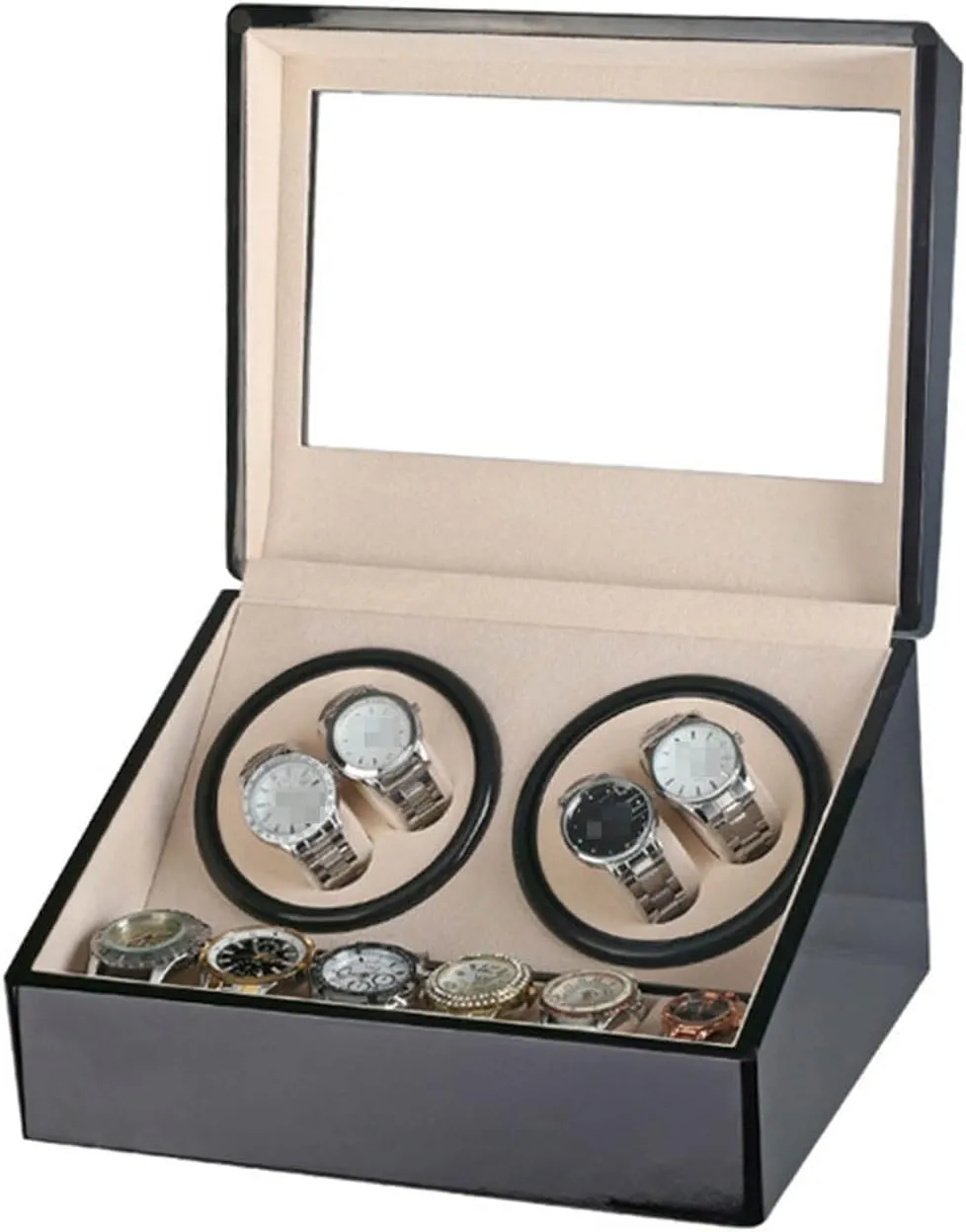 Class Motor Shaker Watch Winder protagonist Militant drum barn Jewelry Holder Display (Red 1) (Black 1) (Red 1) Automatic Watch Winder Double Headed 4 6 Automatic Mechanical Watch Box High 