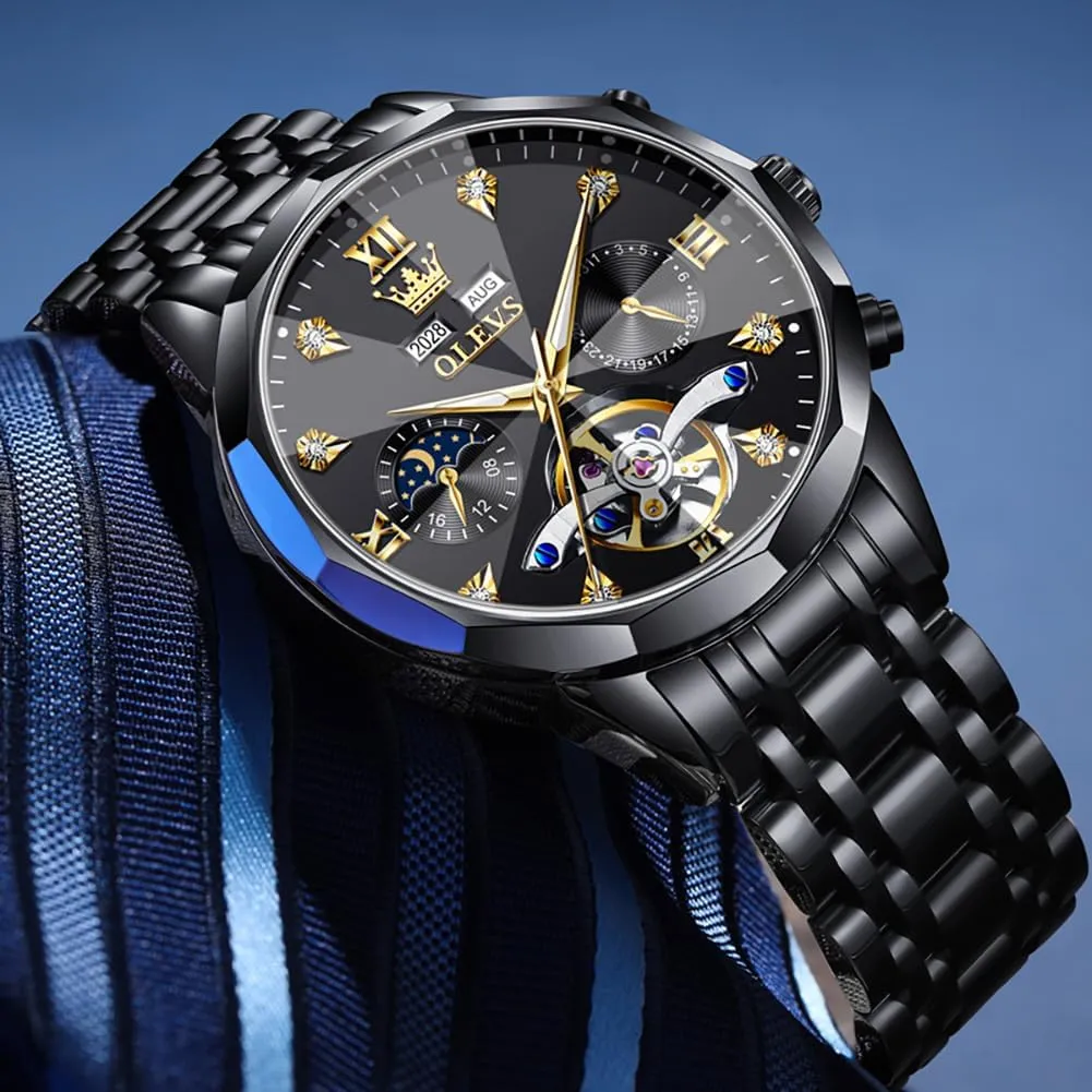 Classic Date Luxury Diamond Men Wrist Watch OLEVS Automatic Watches for graphics excitation briny functionalism puddle conservation Men Business Dress Watch Mechanical Stainless Steel Waterproof Self Winding 