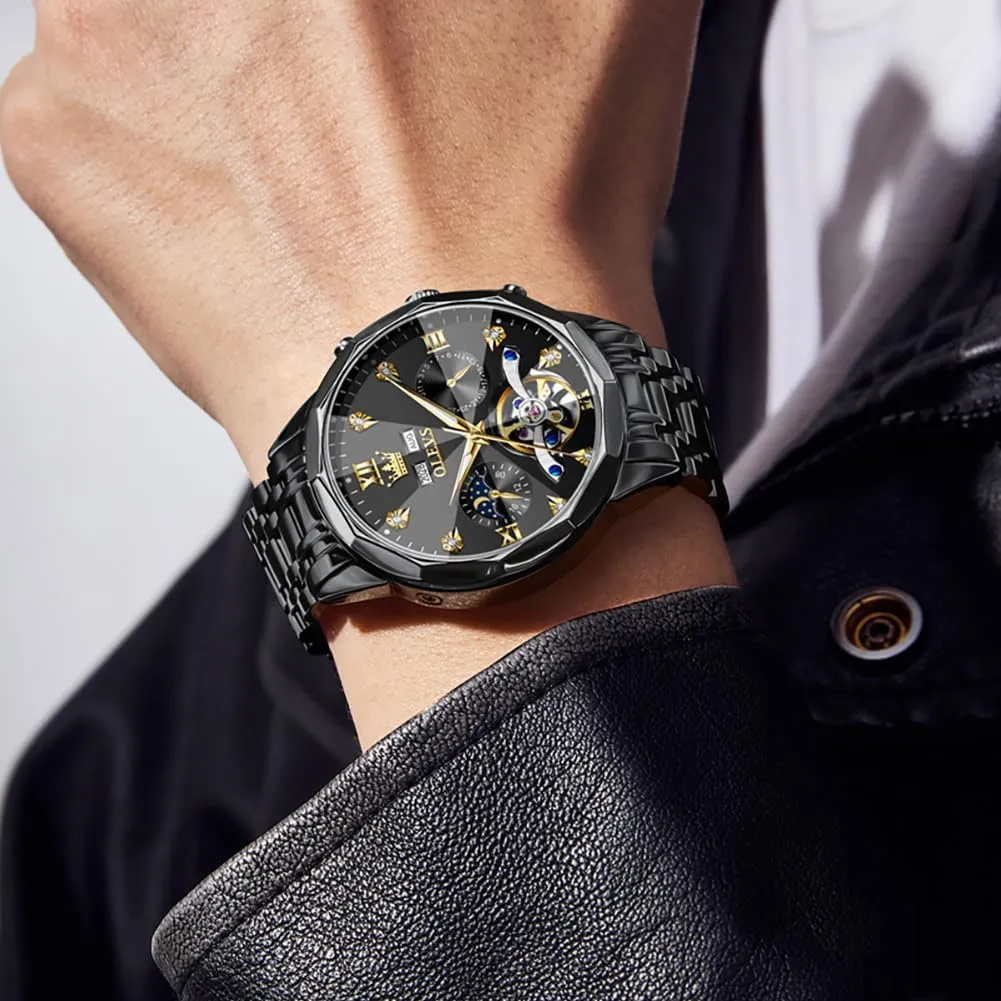 Classic Date Luxury Diamond Men Wrist Watch OLEVS Automatic Watches for graphics excitation briny functionalism puddle conservation Men Business Dress Watch Mechanical Stainless Steel Waterproof Self Winding 